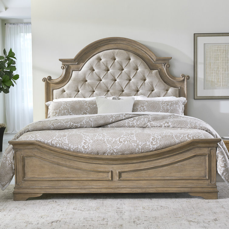 Colchester Upholstered Bed, Dresser & Mirror, Chest