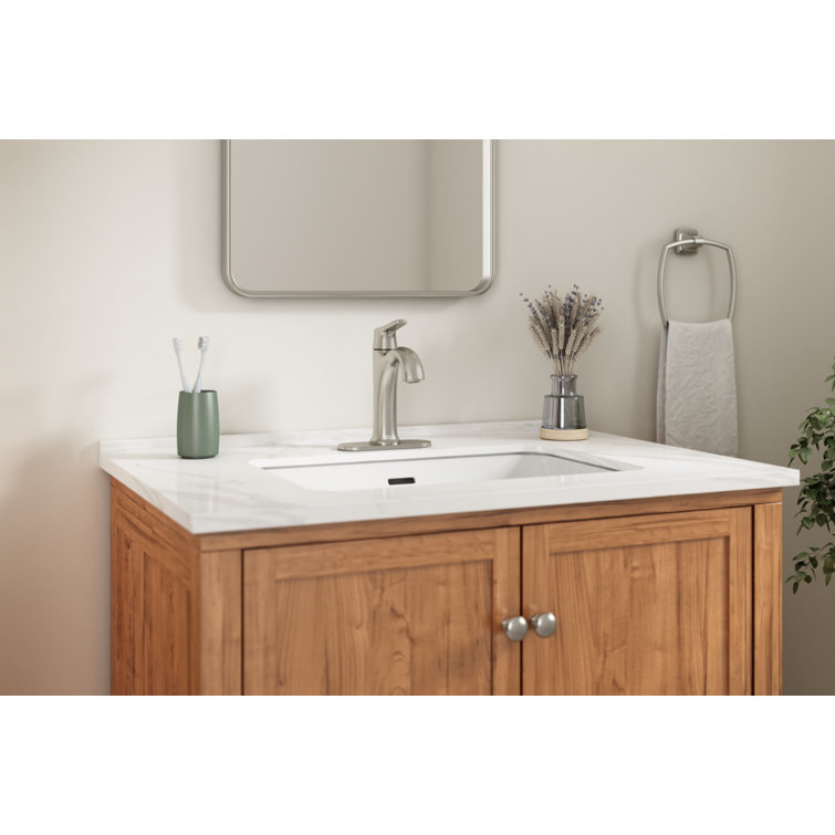 Brushed Nickel Single-Handle Bathroom Faucet with Drain Assembly