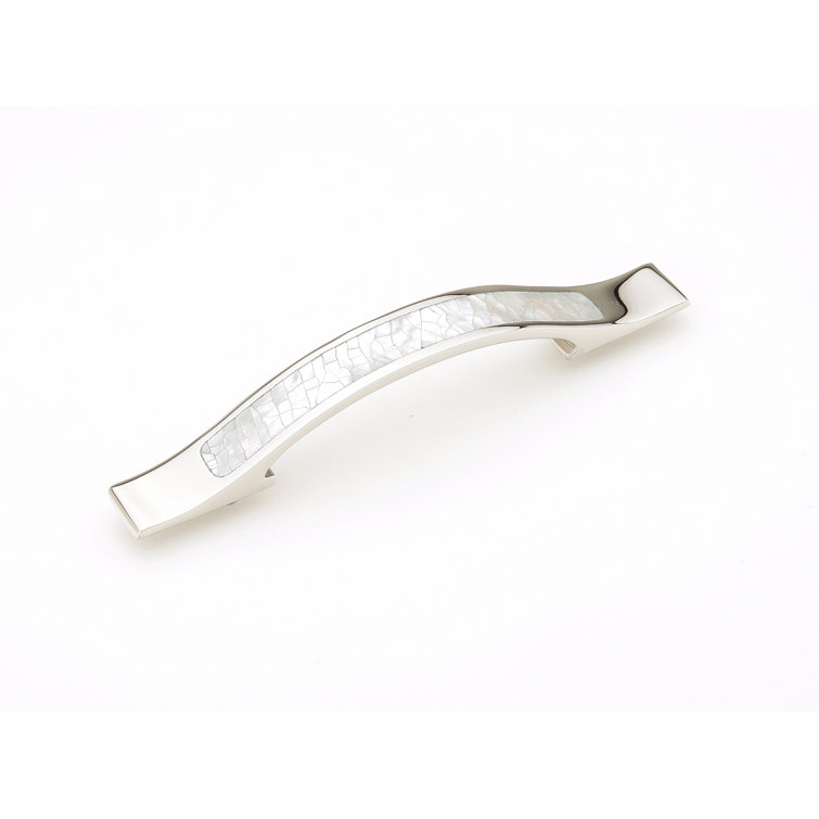 Polished Nickel Cabinet Pull with Mother of Pearl Inlay