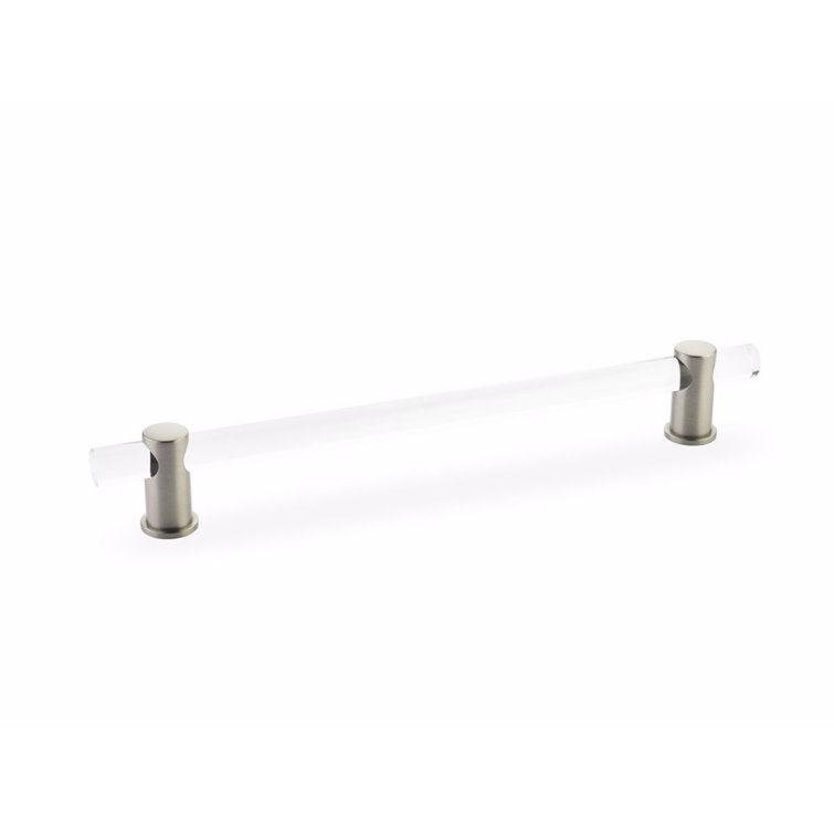 Modern Clear Acrylic Bar Pull with Satin Nickel Finish
