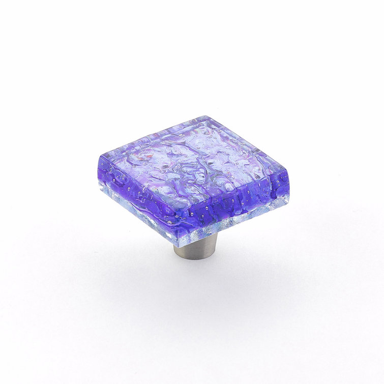 Blue Glass Square Modern Cabinet Knob