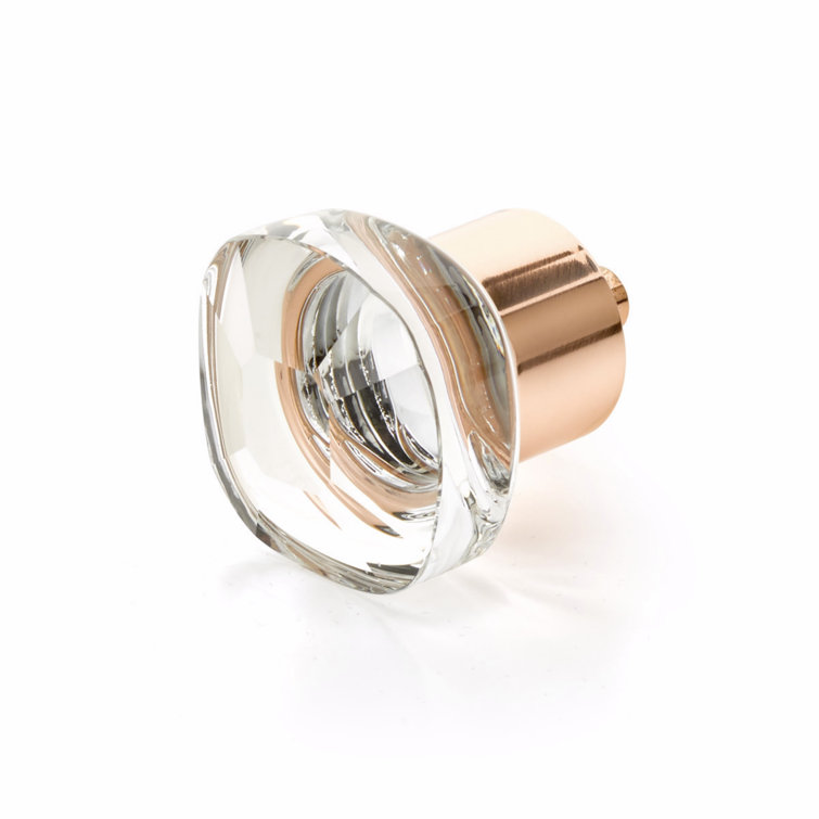 Polished Rose Gold Glass Square Cabinet Knob