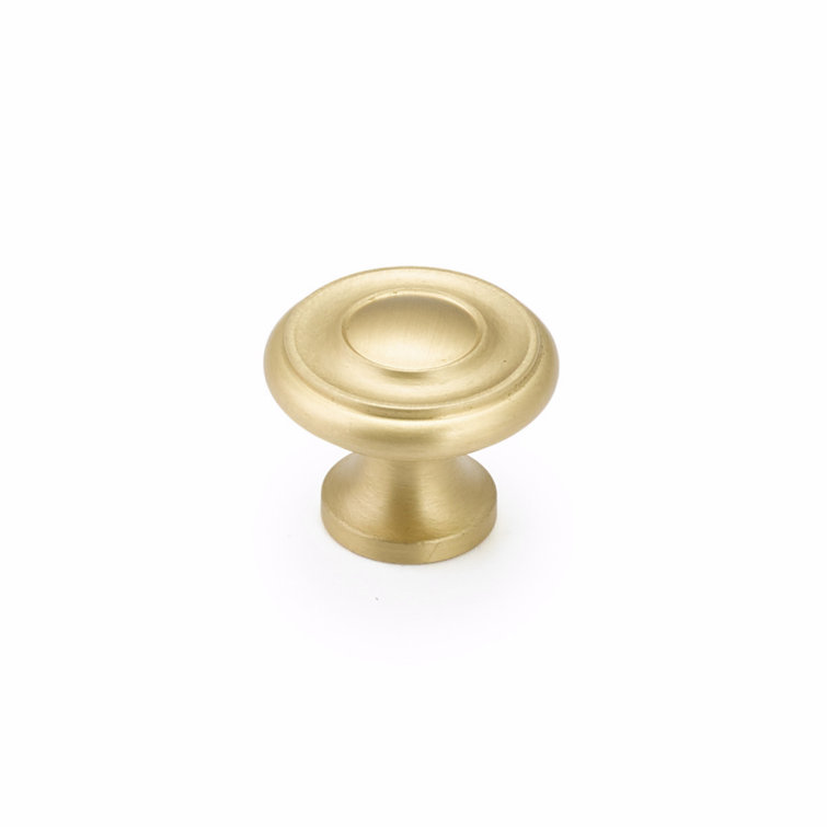 Brushed Satin Brass Round Cabinet Knob 1.25" Diameter