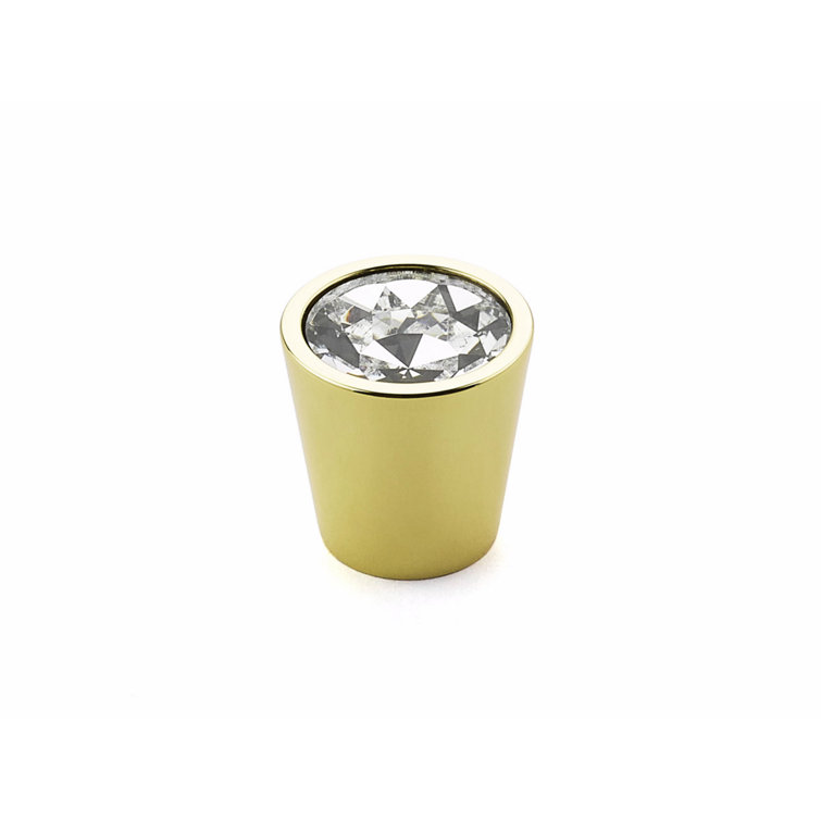 Polished Brass and Crystal Traditional Cabinet Knob
