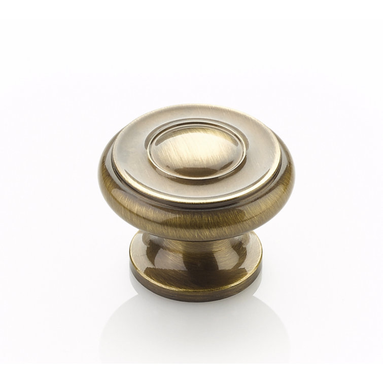 Antique Brass Round Traditional Cabinet Knob with Mounting Hardware