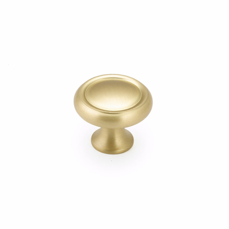 Brushed Satin Brass Round Cabinet Knob 1.25" Diameter