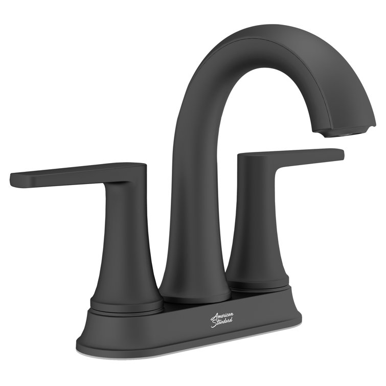 Matte Black 2-Handle Centerset Bathroom Faucet with Drain Assembly
