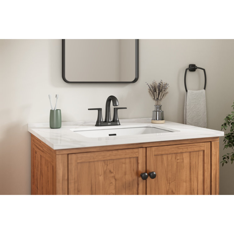 Matte Black 2-Handle Centerset Bathroom Faucet with Drain Assembly