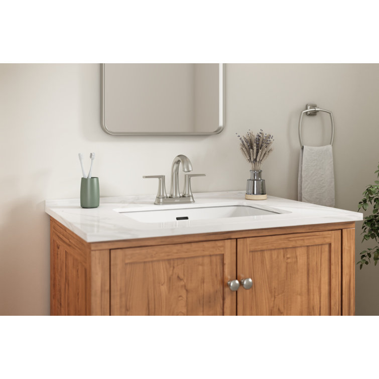Brushed Nickel 2-Handle Centerset Bathroom Faucet with Drain
