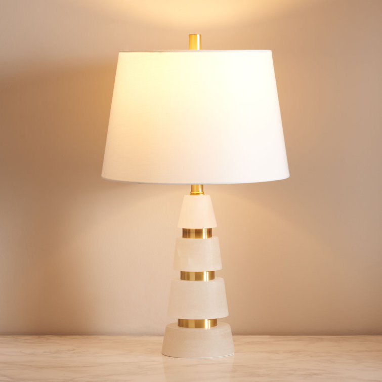 White and Gold Alabaster 25-inch Table Lamp