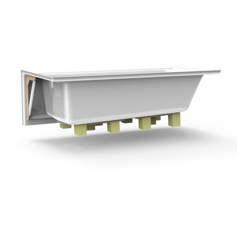 Amiga 72" x 36" White Acrylic Alcove Whirlpool Bathtub