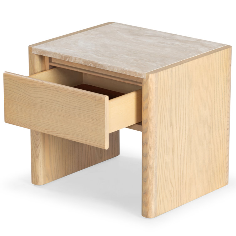 Granita Beige Stone Top 1-Drawer Nightstand