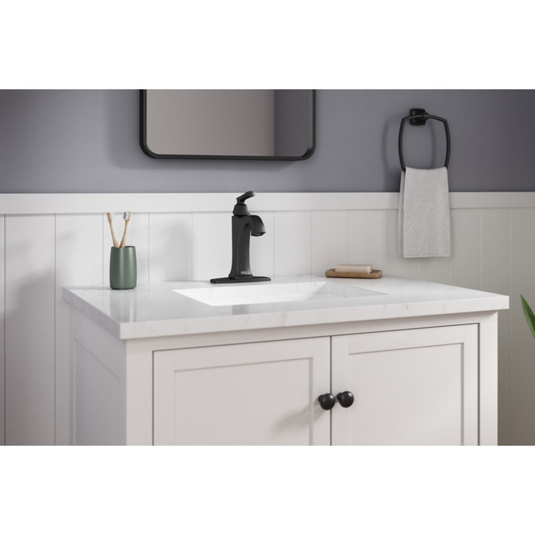Matte Black Single-Handle Bathroom Faucet with Drain Assembly
