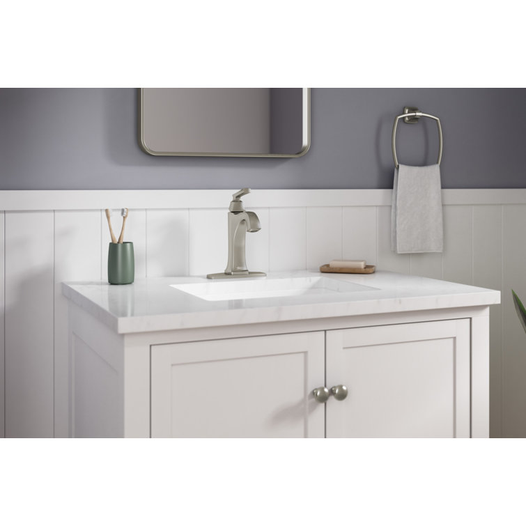 Brushed Nickel Single-Handle Bathroom Faucet with Drain Assembly