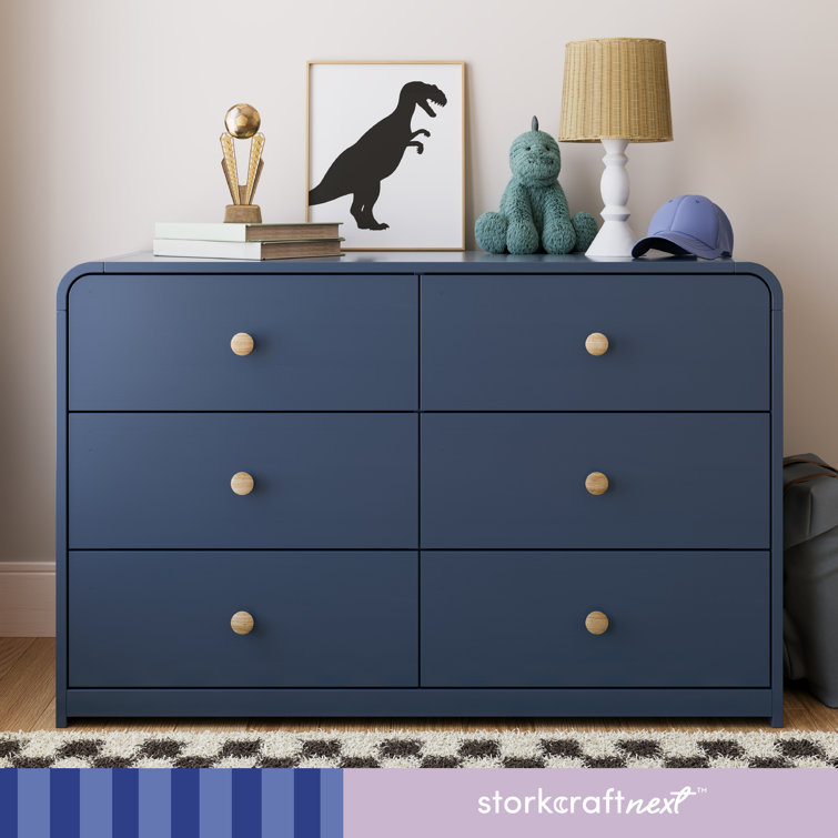 Midnight Blue Double Nursery Dresser with 6 Drawers