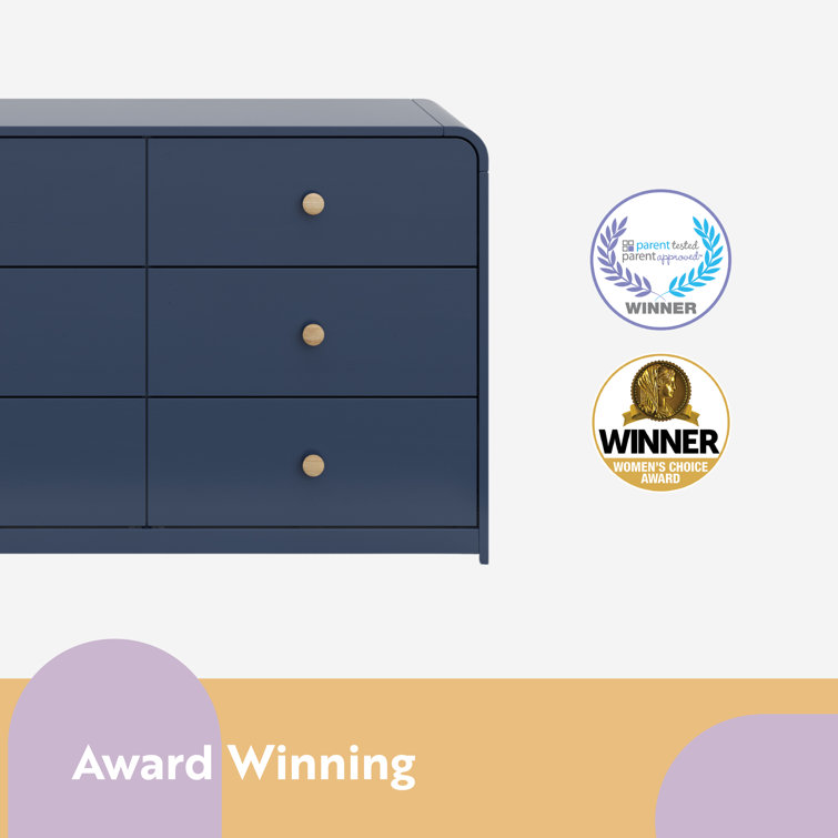 Midnight Blue Double Nursery Dresser with 6 Drawers