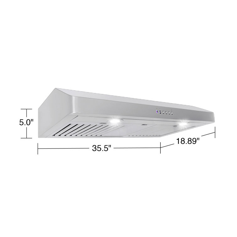 36-Inch Stainless Steel Under Cabinet Range Hood with LED Lights