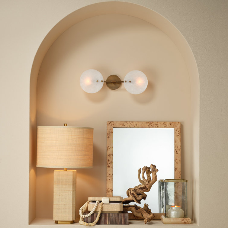 Antique Brass and Alabaster Double Disc Sconce