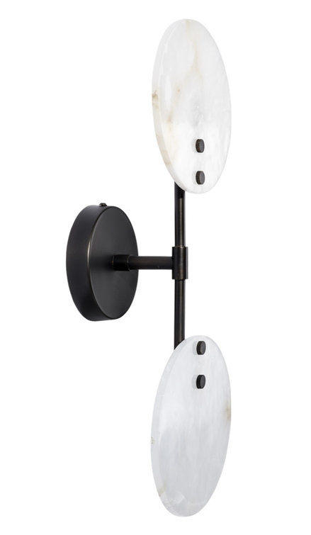Oracle Bronze and Alabaster 2-Light Wall Sconce