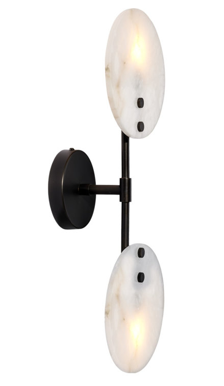 Oracle Bronze and Alabaster 2-Light Wall Sconce