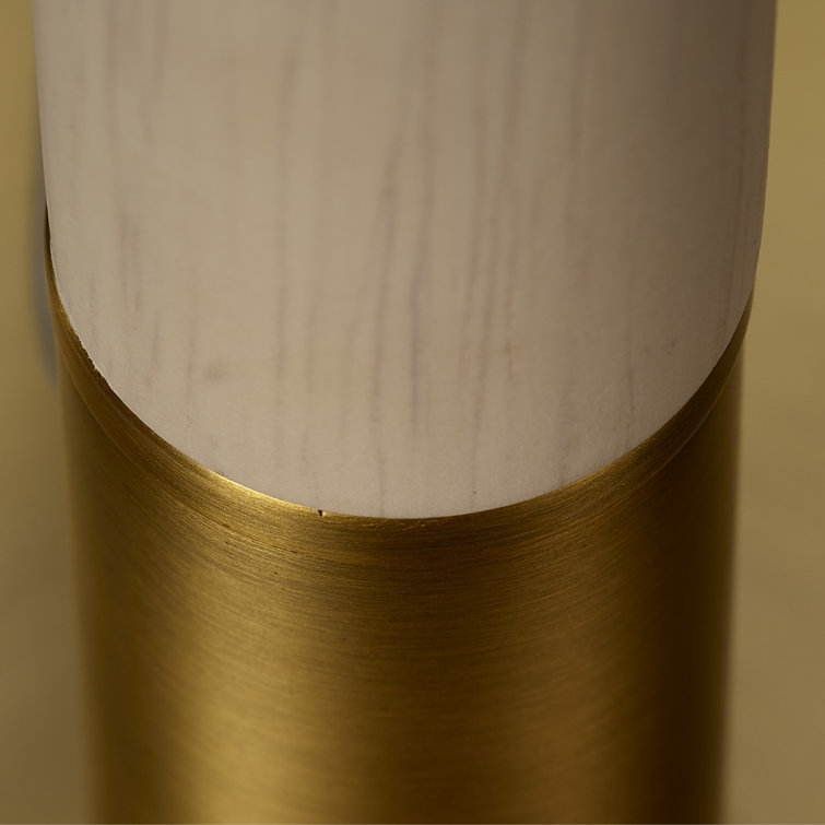 Natural Wood and Antique Brass Adjustable Table Lamp