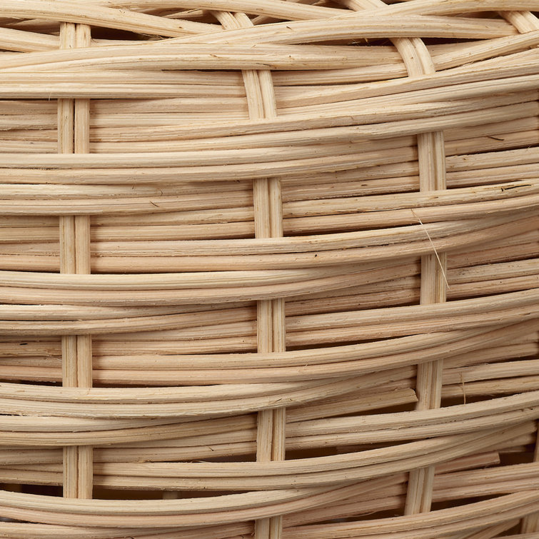 Natural Rattan Table Lamp with White Linen Shade