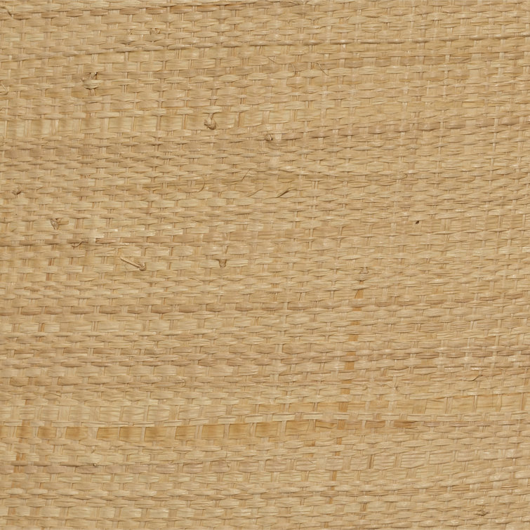 Natural Raffia Table Lamp with Brass Base and Drum Shade