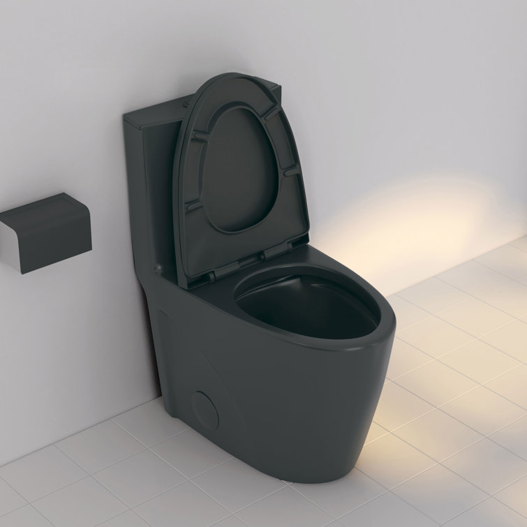 Reno Matte Black Elongated Dual Flush One-Piece Toilet