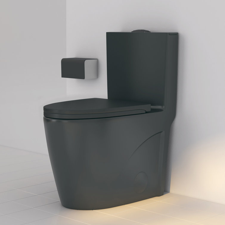 Reno Matte Black Elongated Dual Flush One-Piece Toilet