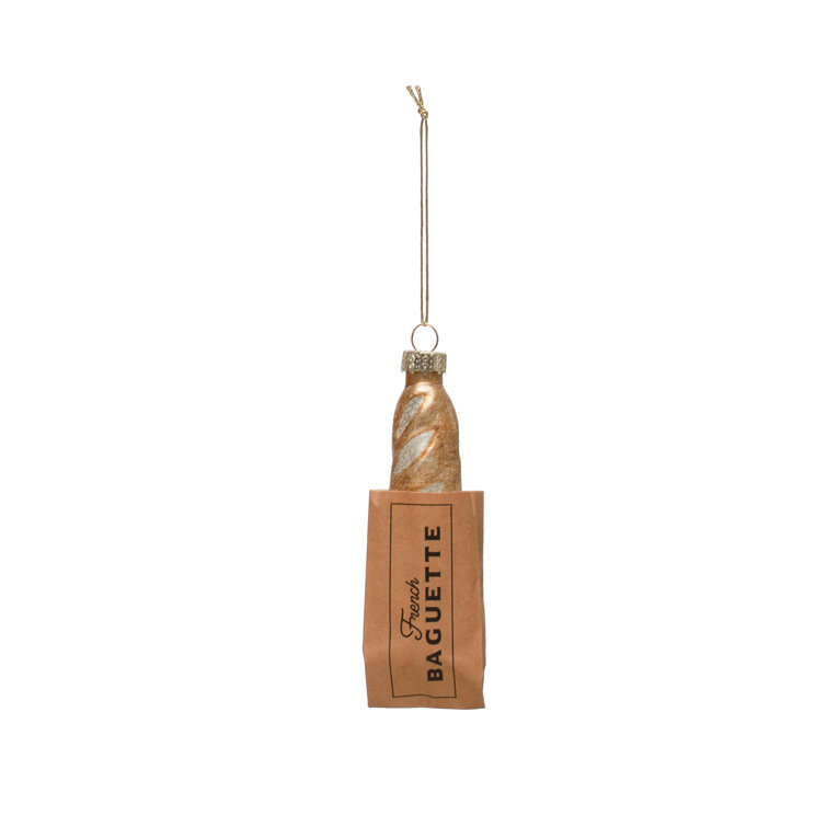 French Baguette Gold Glass Hanging Ornament