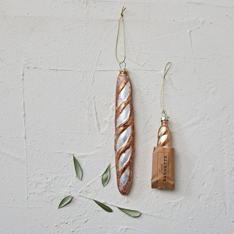 French Baguette Gold Glass Hanging Ornament