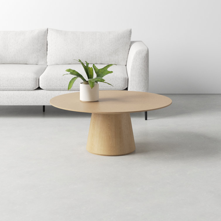 Oak Round Pedestal Base Coffee Table