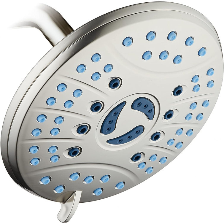 Brushed Nickel 7-Inch Round Rainfall Shower Head with 6 Settings
