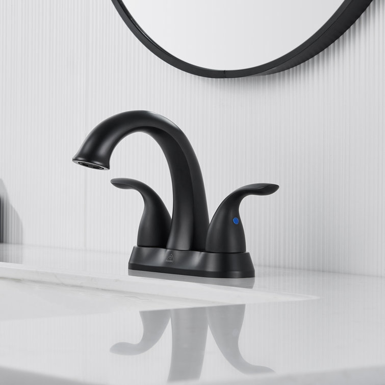 Matte Black Double Handle Bathroom Faucet with Drain Assembly