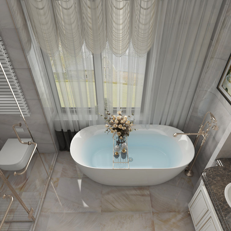 Glossy White Acrylic Freestanding Soaking Bathtub 51"