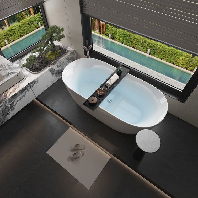 Glossy White Acrylic Freestanding Soaking Bathtub 51"