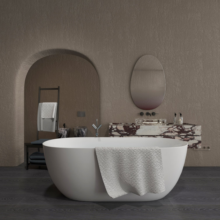 Glossy White Acrylic Freestanding Soaking Bathtub 51"