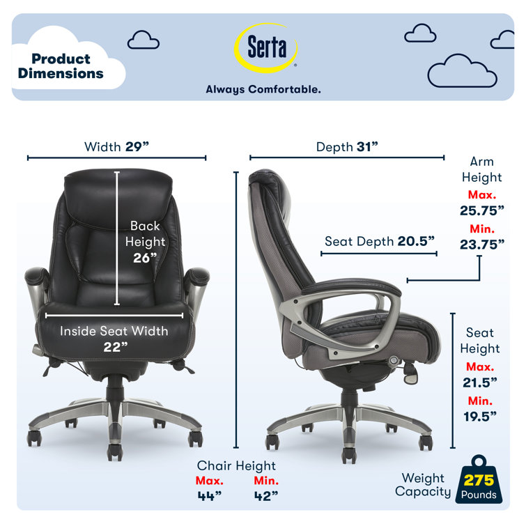 Gray High-Back Executive Leather Swivel Office Chair