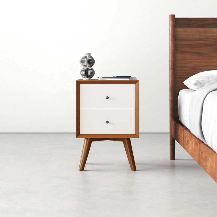 Flynn Acorn & White Solid Mahogany 2-Drawer Nightstand