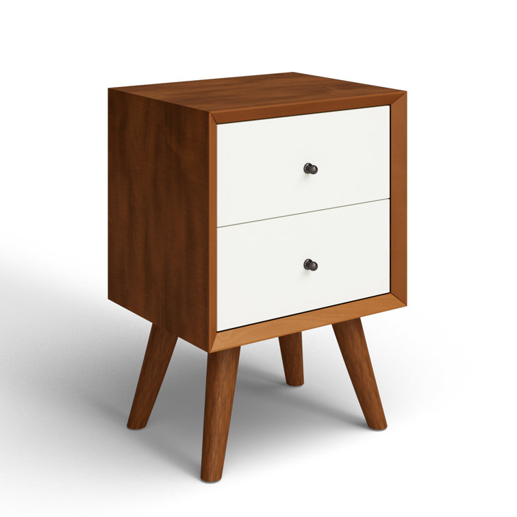 Flynn Acorn & White Solid Mahogany 2-Drawer Nightstand