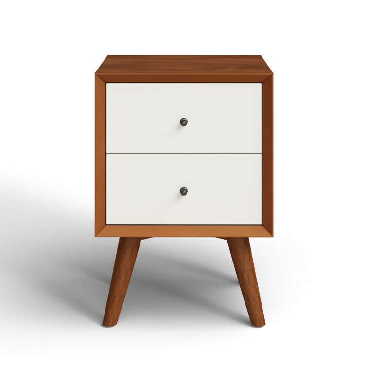Flynn Acorn & White Solid Mahogany 2-Drawer Nightstand