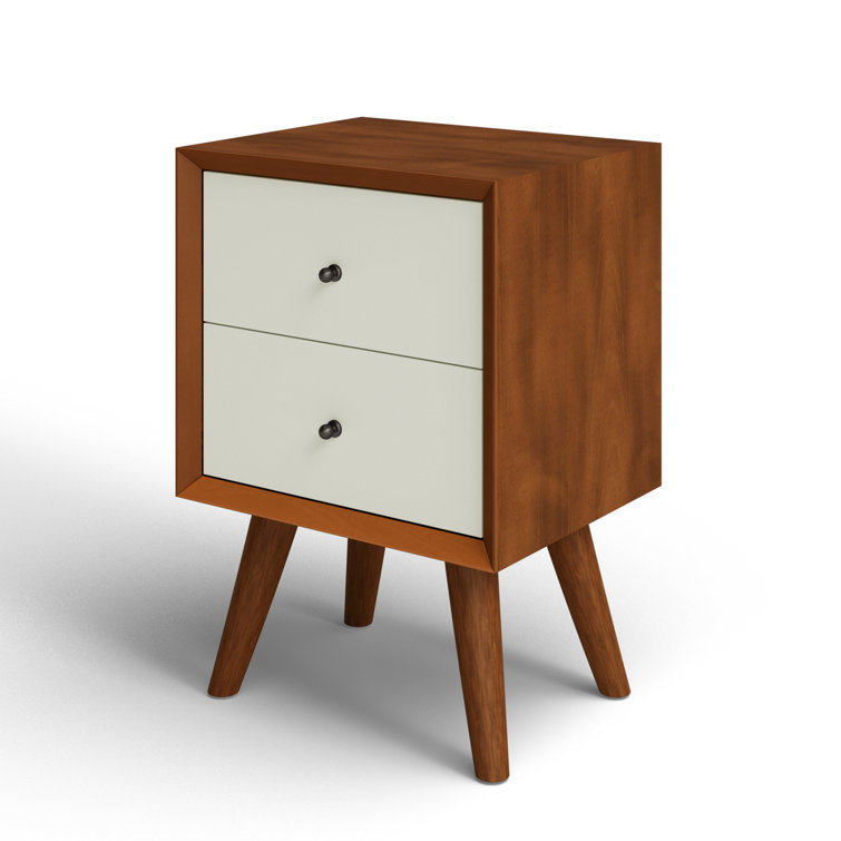 Flynn Acorn & White Solid Mahogany 2-Drawer Nightstand