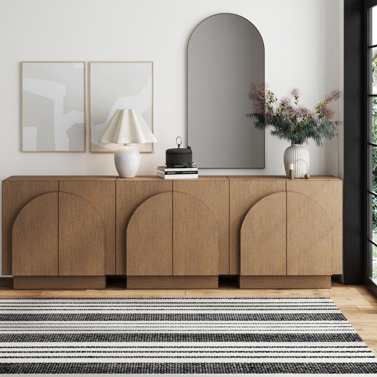 Iris Light Brown Wood Storage Cabinet Set with Arched Doors