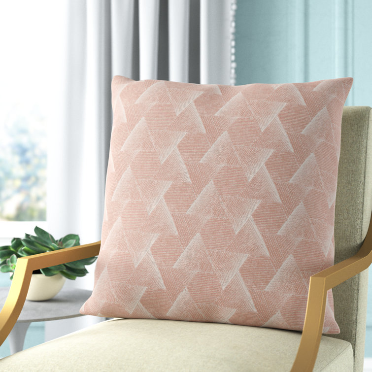 Blush Embroidered Cotton Velvet Square Throw Pillow