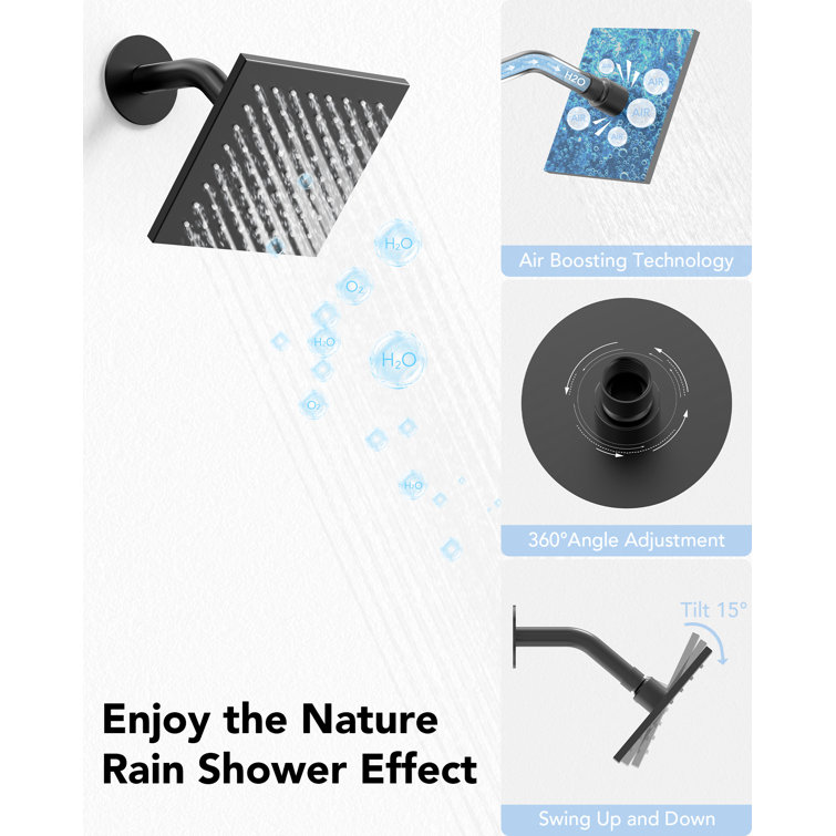 Matte Black Dual Shower System with Adjustable Body Jets