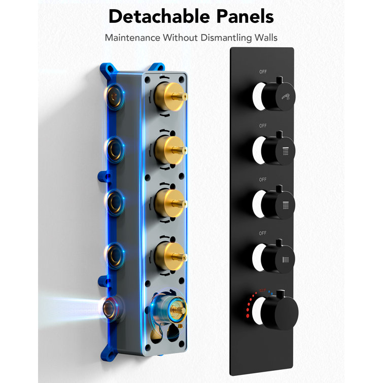 Matte Black Dual Shower System with Adjustable Body Jets