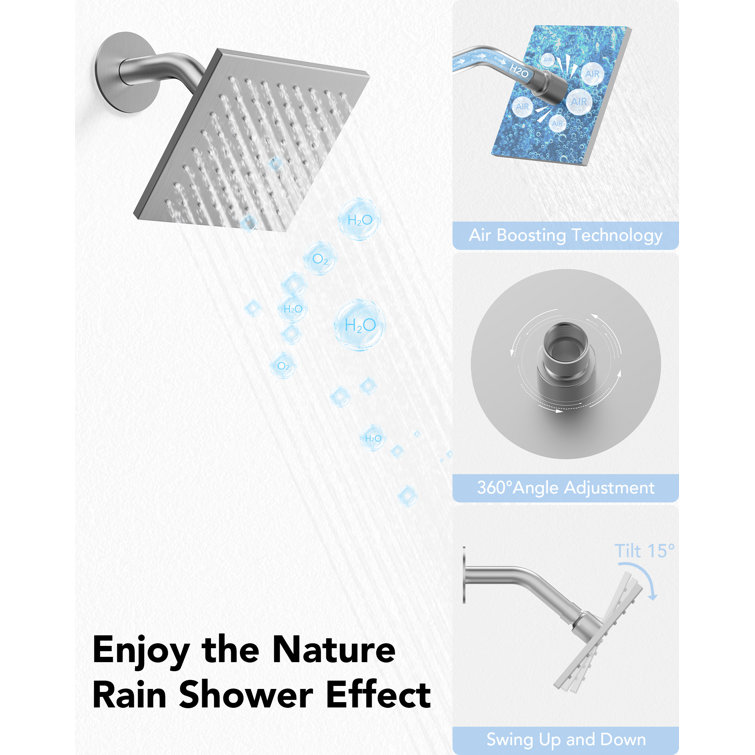 DualJetSpa 16" & 6" Brushed Nickel Dual Shower Head System with Body Jets