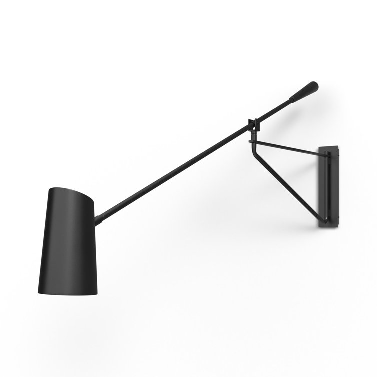 Black Steel Dimmable LED Swing Arm Sconce with Acrylic Diffuser