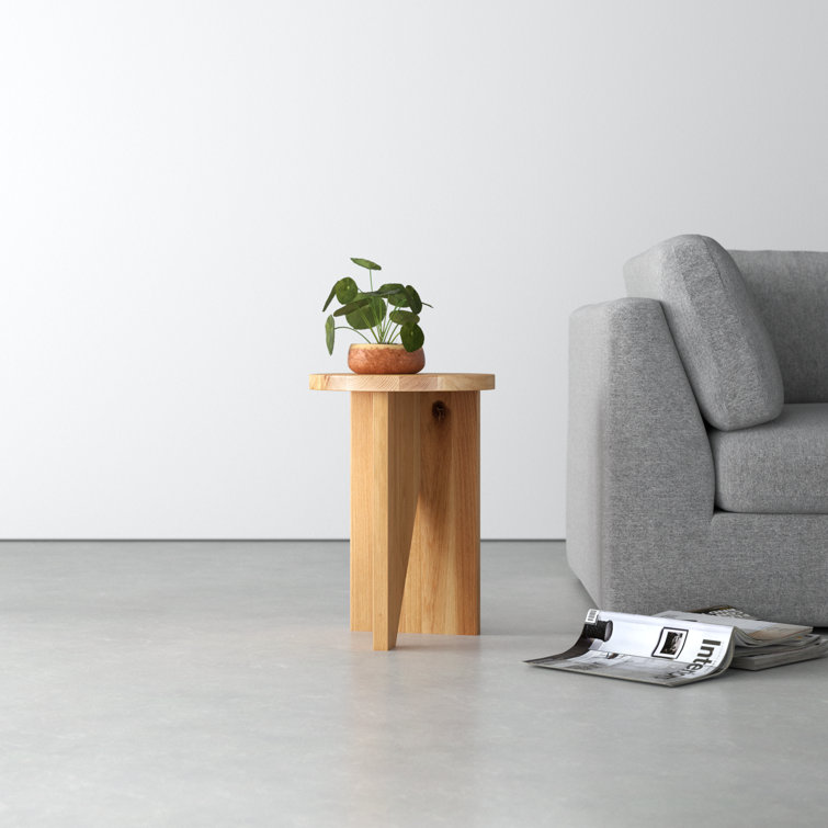 Natural Oak Round Abstract End Table
