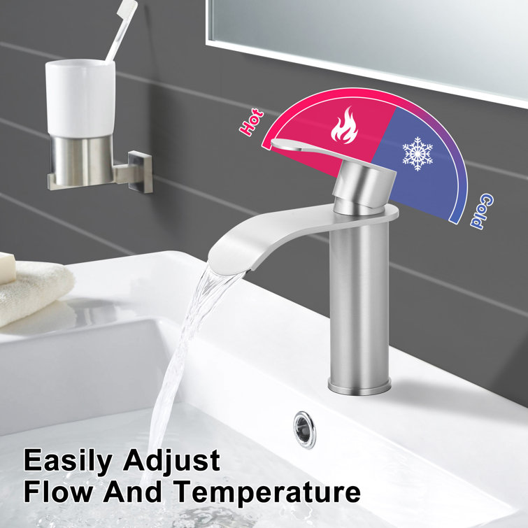 Brushed Nickel Single Handle High Arc Bathroom Faucet